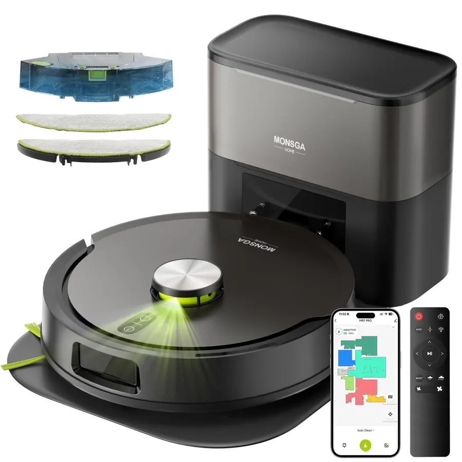 MONSGA Robot Aspirador y Fregasuelos 3 en 1 8000PA